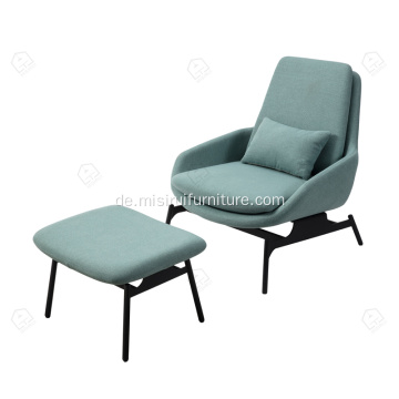 Faux Leder Cotton Leinen Lounge Stühle und Fußstütze